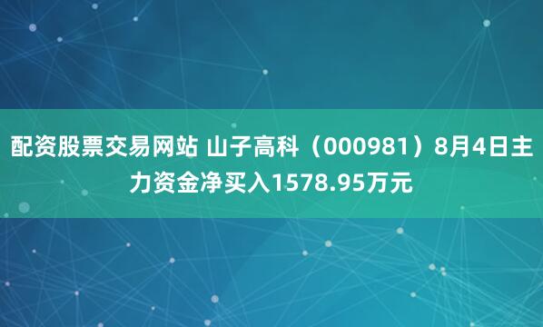 配资股票交易网站 山子高科（000981）8月4日主力资金净买入1578.95万元