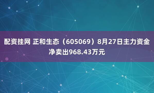 配资挂网 正和生态（605069）8月27日主力资金净卖出968.43万元